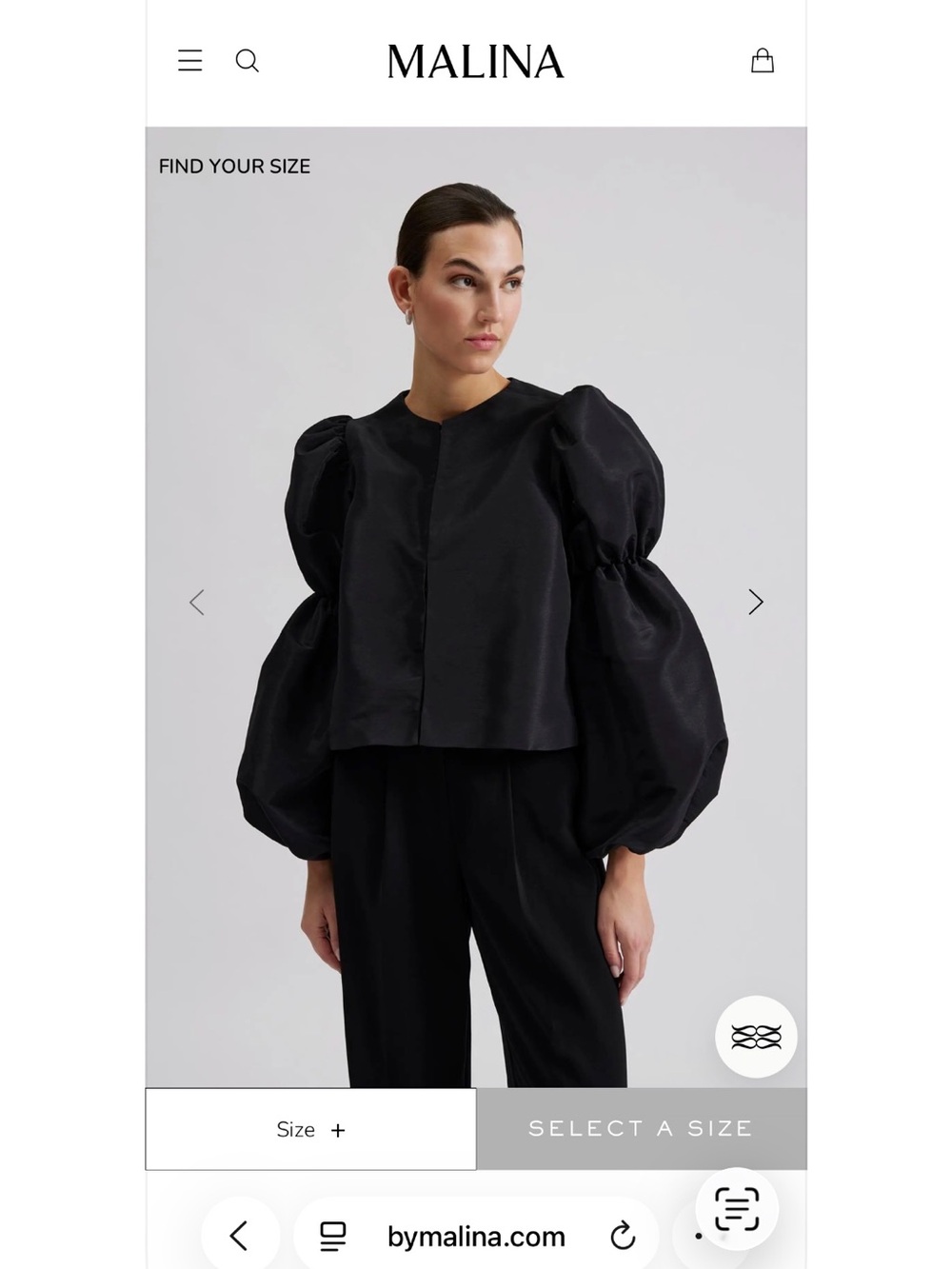 Malina Black Puff-Sleeve Blouse